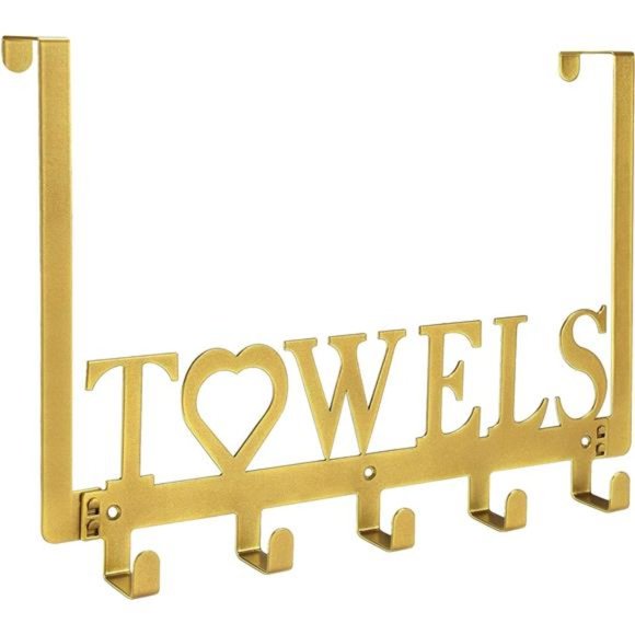 Other - Over The Door Towel Rack Metal Bath Towel Holder Hanger Bathroom Bedroom Gold